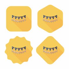 birthday party flag flat icon with long shadow eps10 N12