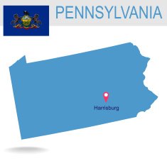 USA state Of Pennsylvania's map and Flag N2