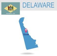 USA state Of Delaware's map and Flag N2