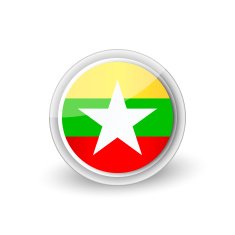 Vector rounded flag button icon of Myanmar or Burma
