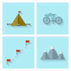 Camping adventure icons set (flat design)