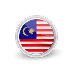 Vector rounded waving flag button icon of Malaysia
