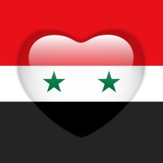 Syria Flag Heart Glossy Button N2