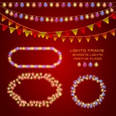 Set with frames of festive garlands