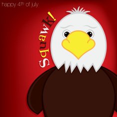 Cute cartoon eagle Independence Day card in vector format N6