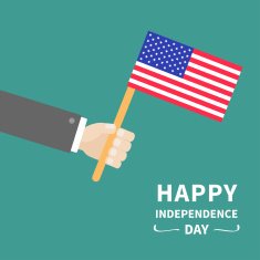 Businessman hand american flag Happy Independence day Flat