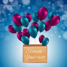Color Glossy Balloons Card Vector Illustration N6