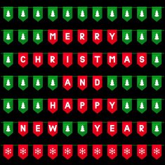Red and green Christmas pennant flags for use as brushes N2