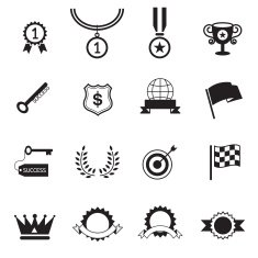 B&W icons set Success Award Object