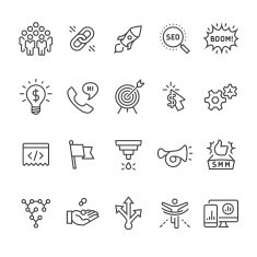 Social media marketing and SEO Business vector icons