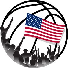 United States Basketball Fans Waving national flag