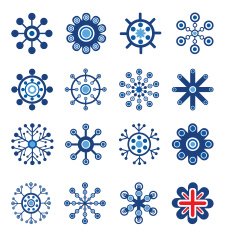 Retro Style Snowflakes Set