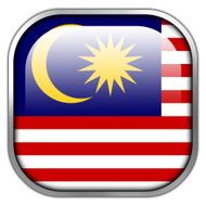 Malaysia Flag square glossy button
