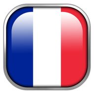 France Flag square glossy button