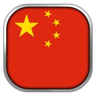 China Flag square glossy button
