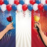 Bastille day background French flag and balloons Cheers N3