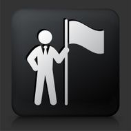 Black Square Button with Businessman &amp; Flag