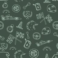 Seamless pattern racing element in a drawing style