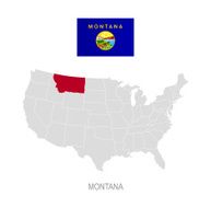 Flag of Montana and location on U S map
