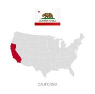 Flag of California and location on U S map