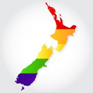 Rainbow flag in contour of New zealand