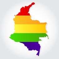 Rainbow flag in contour of Colombia