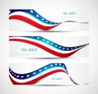 independence day background three header set Vector illustration