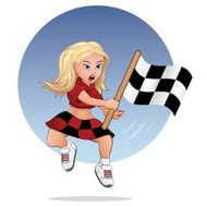 Checkered Flag Waving Starter Girl