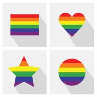 Pride flag icons in different shapes