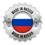 Round made in russia badge with chrome border