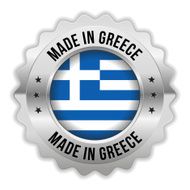 Round made in greece badge with chrome border