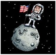 Cartoon astronaut on a asteroid