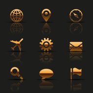 Golden web icons set N3