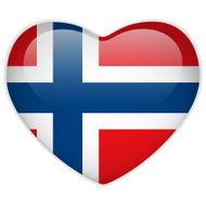 Norway Flag Heart Glossy Button N2
