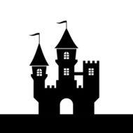 Castle Silhouette Icon on White Background Vector N2