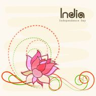 Beautiful Independence Day greeting card design with Lotus flower