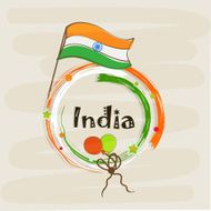 Beautiful circle frame with Indian National Flag and balloons