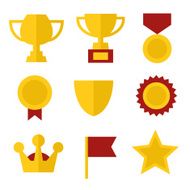 Trophy and Awards Icons Set in Flat Design Style Vector N2