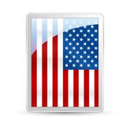 Tablet Pc illustration on white background with american flag