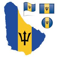 Barbados map &amp; flag