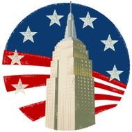 Empire State Building with flag