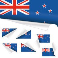 New Zealand Flags behind Curled Paper