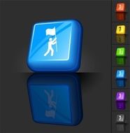 man with flag 3D button design