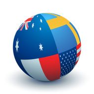 World Flags Sphere Four Flag AUS FR USA SE Mix