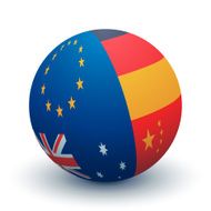 World Flags Sphere Four Flag EU AUS GER CH Mix
