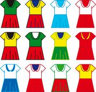 Female uniform icons with world&#039;s flags colors