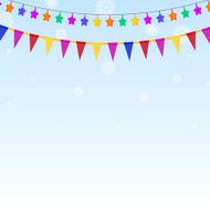 Garland of colored stars and flags