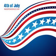Vector 4th of july American Flag wave Independence Day