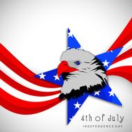 Bald Eagle on stylish red and white waves