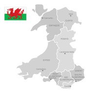 Detailed Vector Map of Wales N2